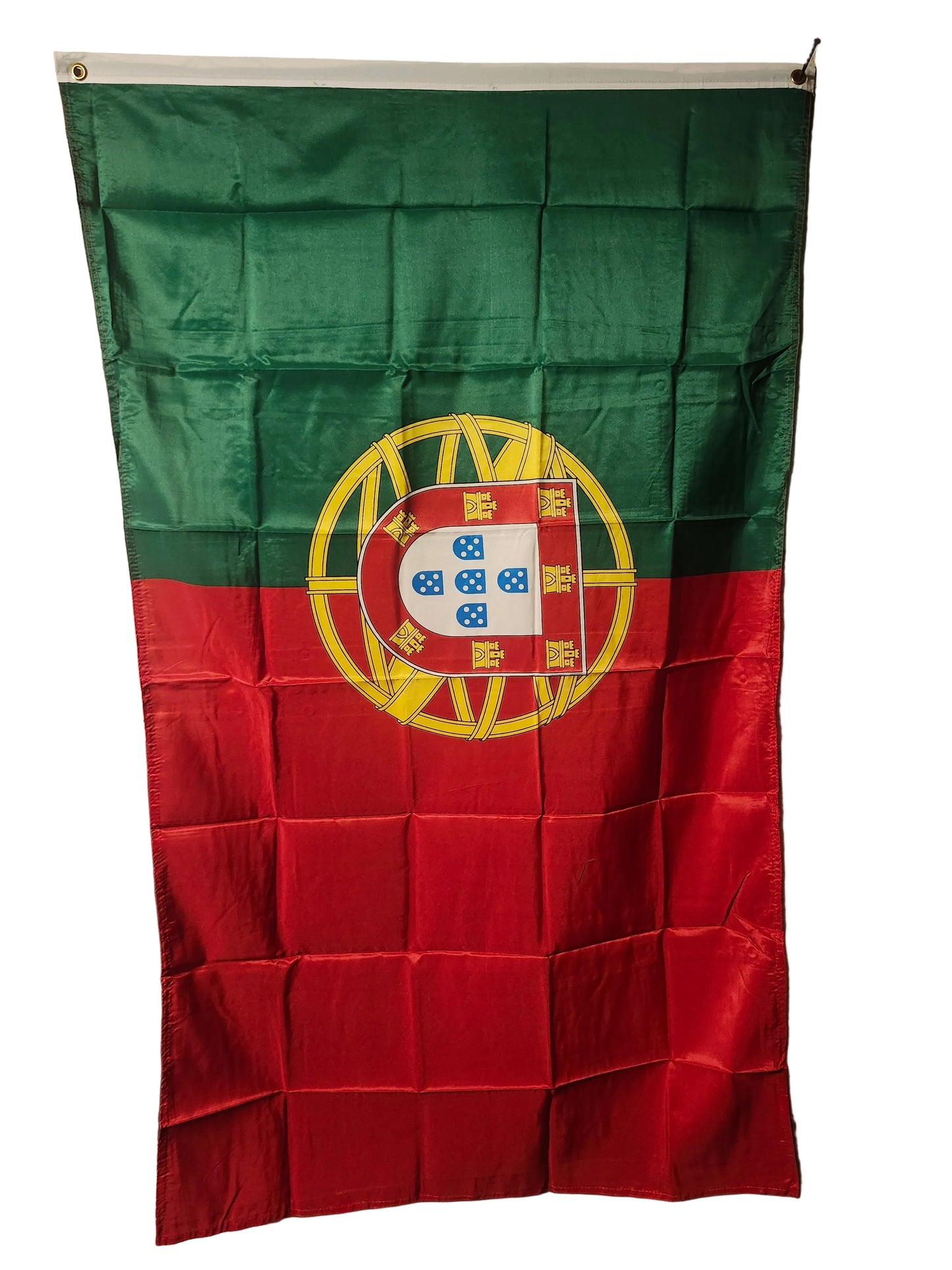 Portuguese flag with coat of arms on a plain background