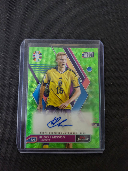 Hugo Larsson Topps Finest Euro 24 National Debut Signature Card