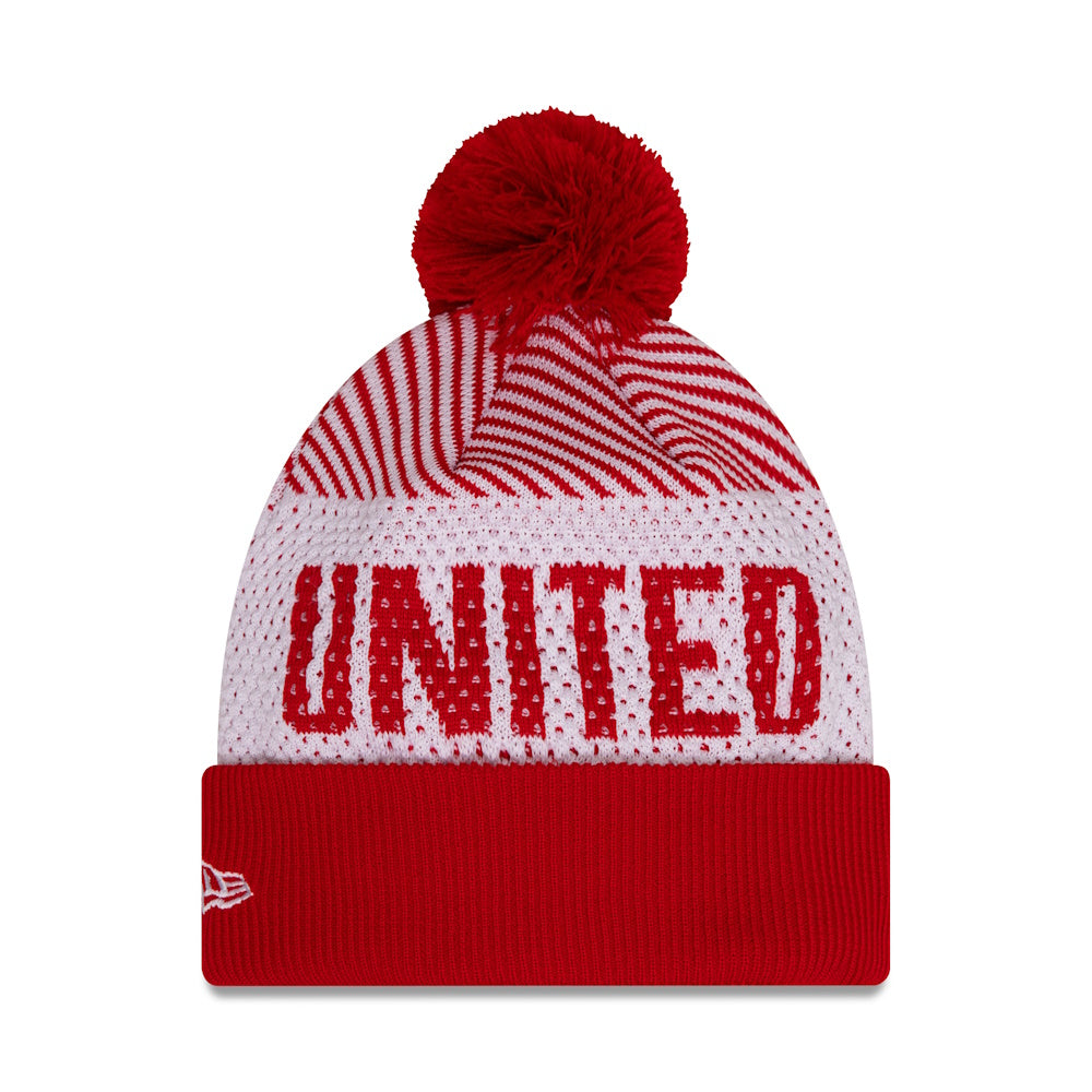 Manchester United New Era Red & White Pom Beanie